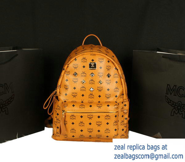 High Quality Replica MCM Stark Backpack Jumbo in Calf Leather 8006 Camel - Click Image to Close